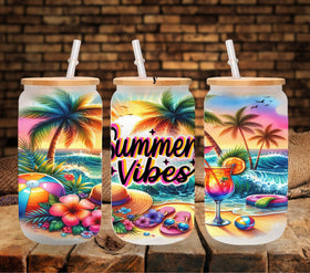 Summer Vibes Tropics UV DTF Libbey wrap