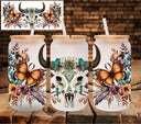 Aztec bull skull UV DTF Libbey wrap