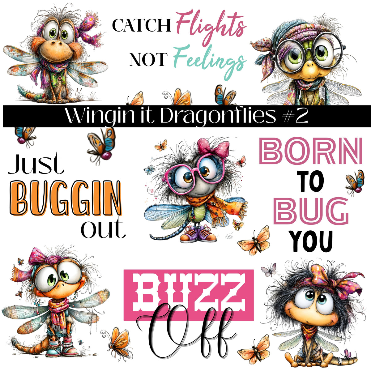 Wingin it Dragonflies Collection UV DTF Decal Sheets-2 Designs