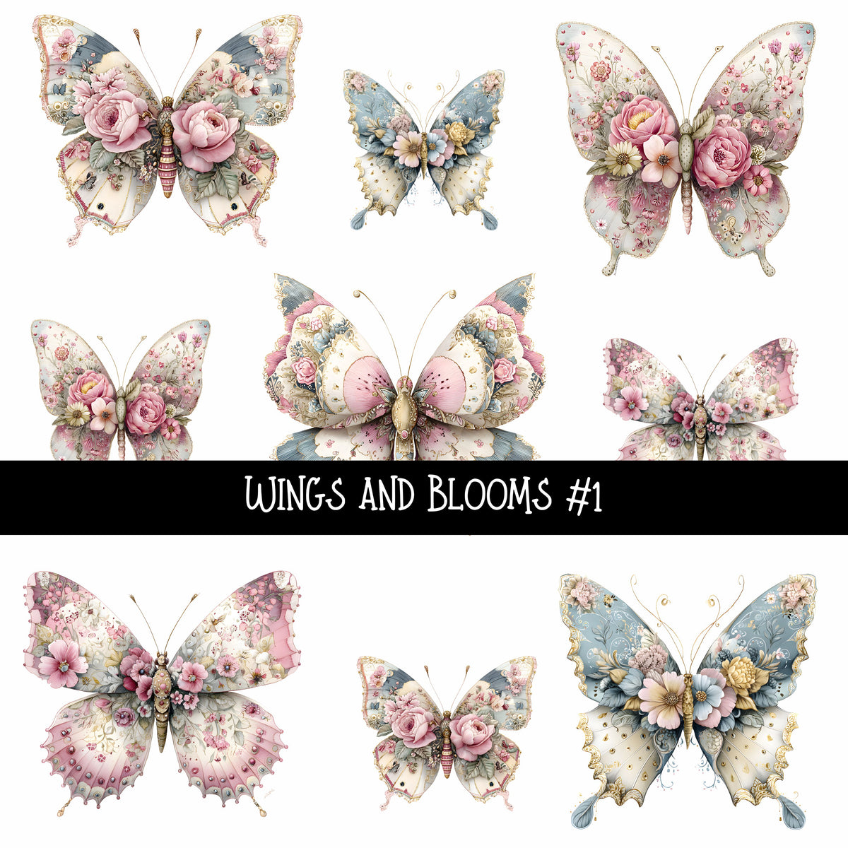 Wings and Blooms UV DTF Decal sheets 7 design Options  available