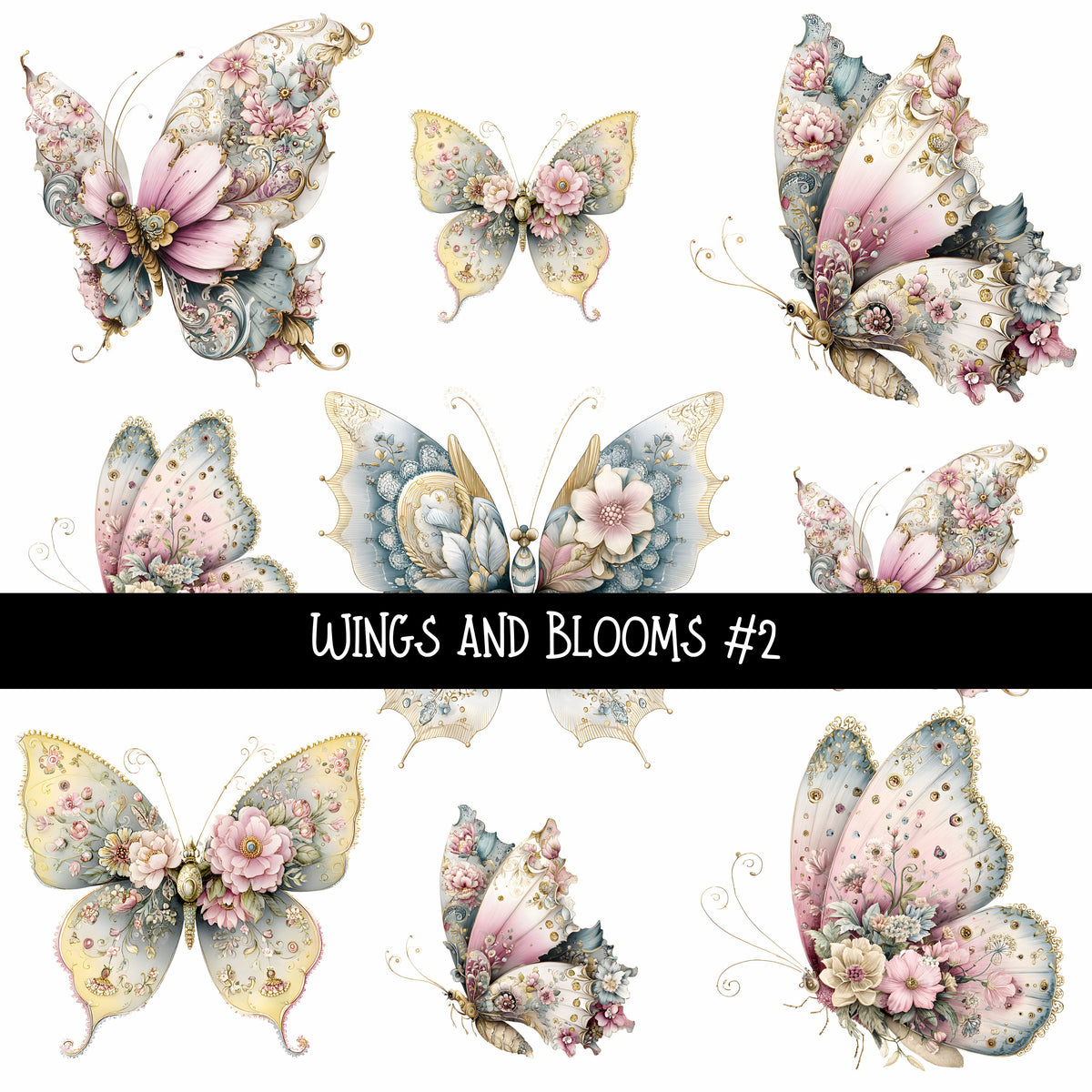 Wings and Blooms UV DTF Decal sheets 7 design Options  available