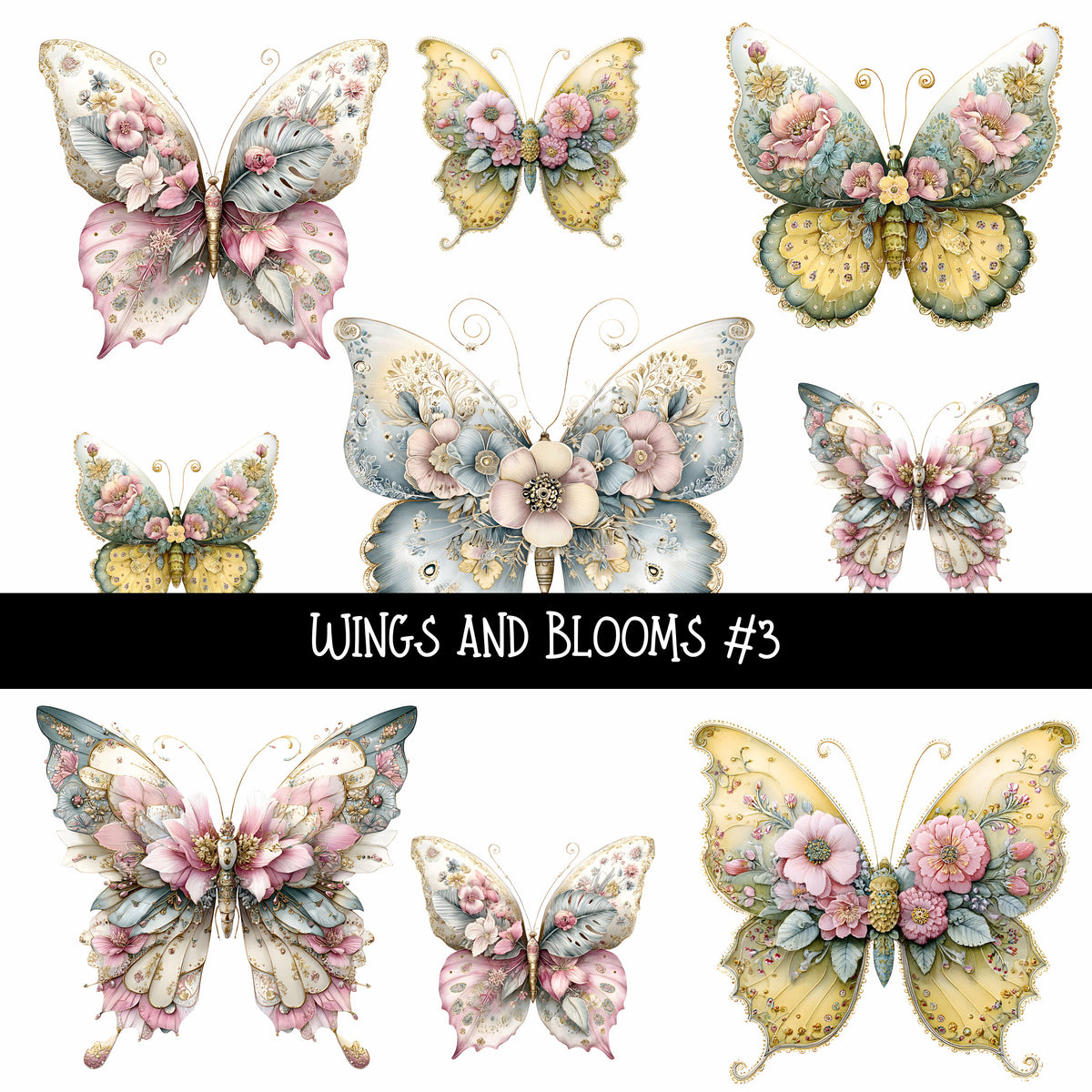 Wings and Blooms UV DTF Decal sheets 7 design Options  available