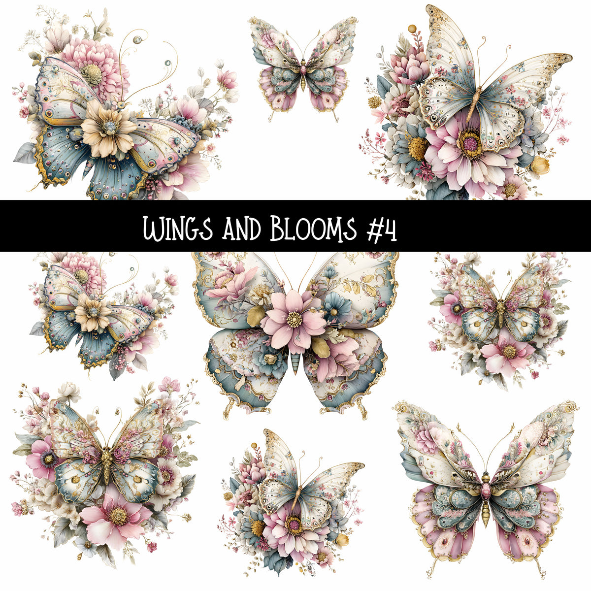 Wings and Blooms UV DTF Decal sheets 7 design Options  available
