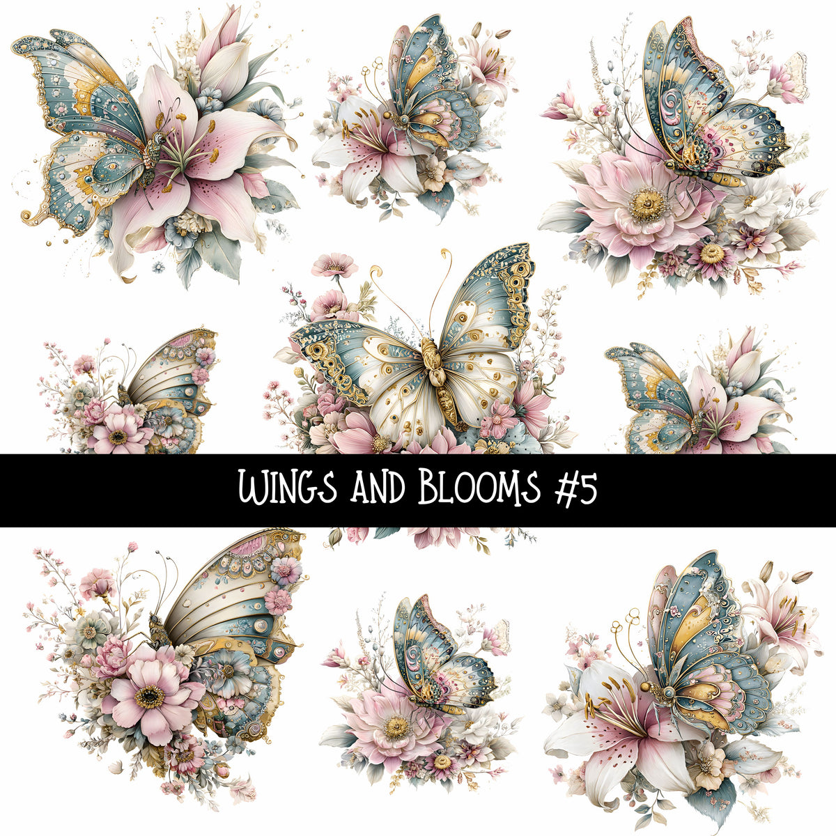 Wings and Blooms UV DTF Decal sheets 7 design Options  available