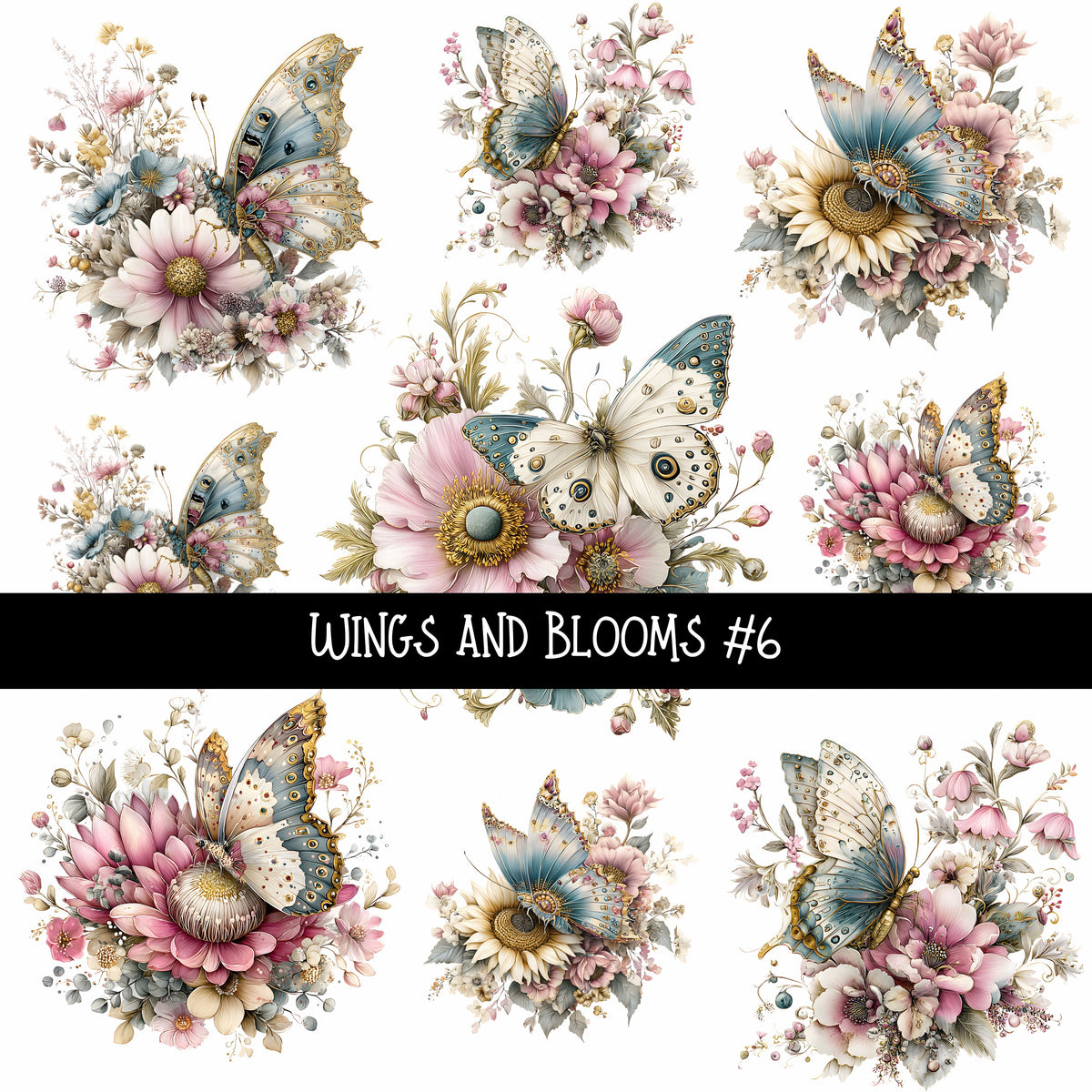 Wings and Blooms UV DTF Decal sheets 7 design Options  available