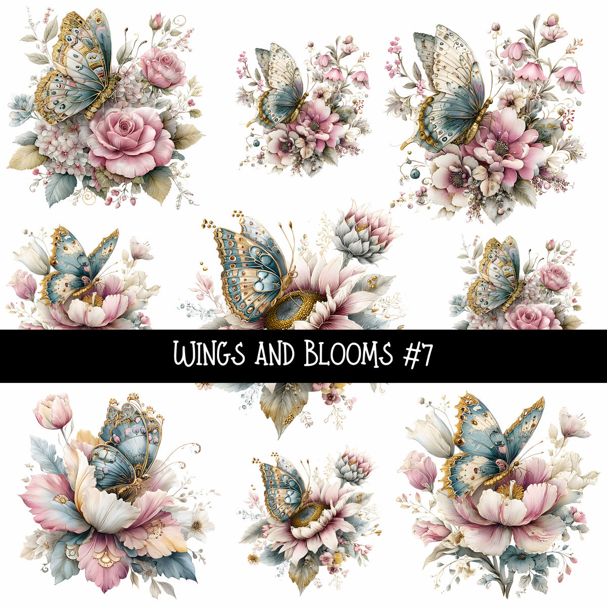 Wings and Blooms UV DTF Decal sheets 7 design Options  available
