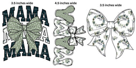 Winter Floral Mama Bow UV DTF decal sheet 10x5 2 Designs