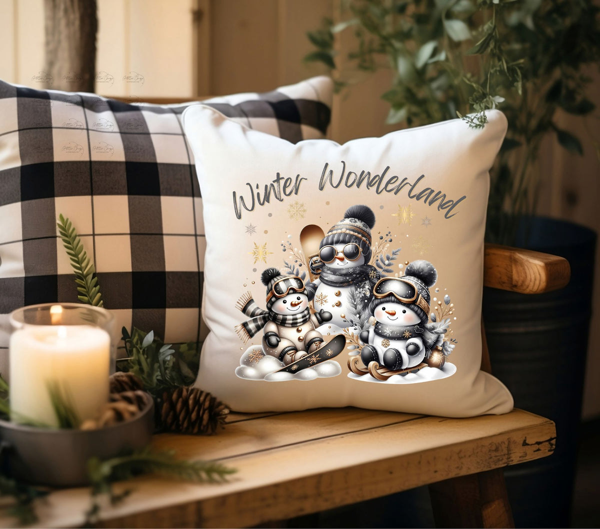 Winter wonderland snowmen pillow and towel size dtf transfers