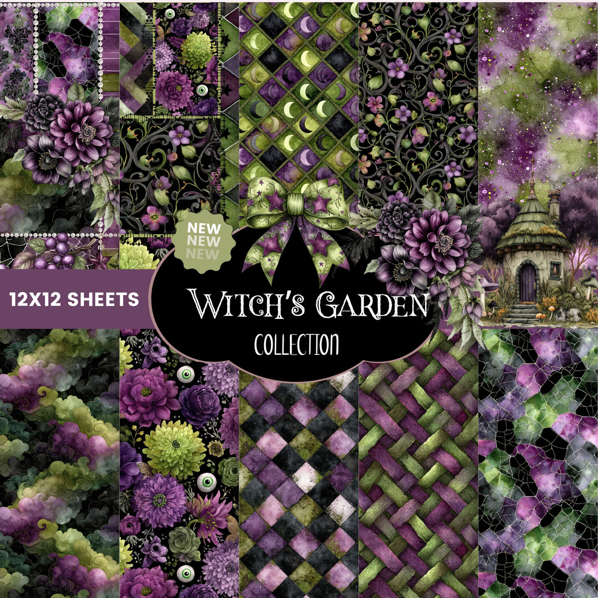 Witch's Garden Vinyl collection- 12x12 vinyl sheets-10 designs available