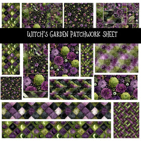 Witch's Garden Patchwork precut vinyl sheet available in 12x12 or 6x6 sizes