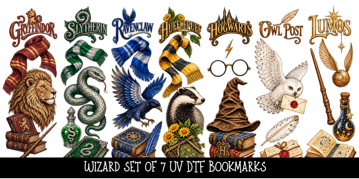 Wizard Bookmark UV DTF Decal sheet- set of 7 Designs