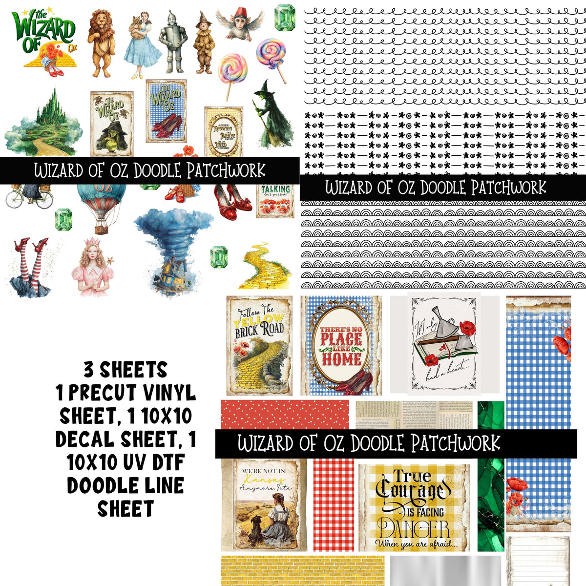 Wizard of Oz Doodle Patchwork Set