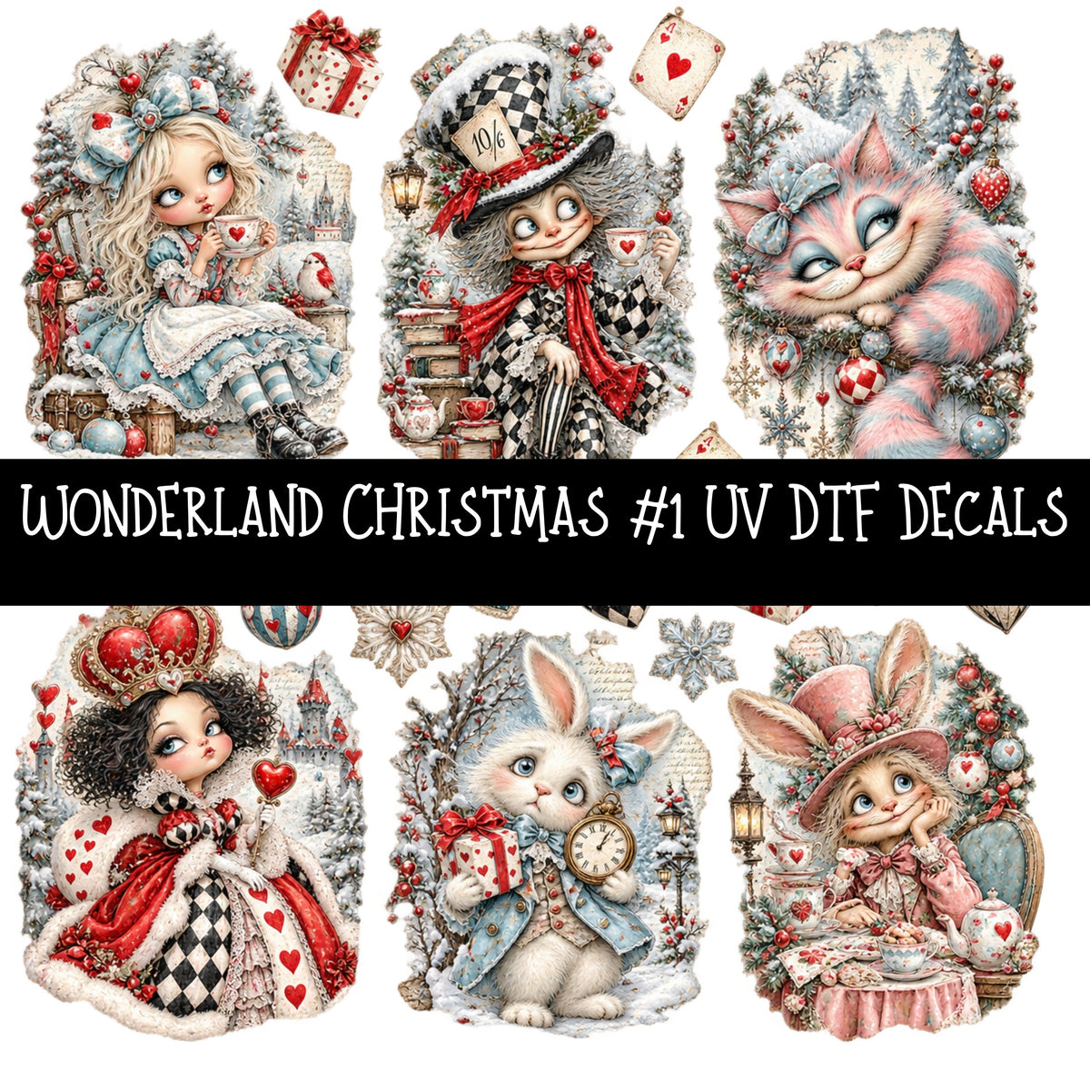 Wonderland Christmas UV DTF Decal sheets 6 Designs available