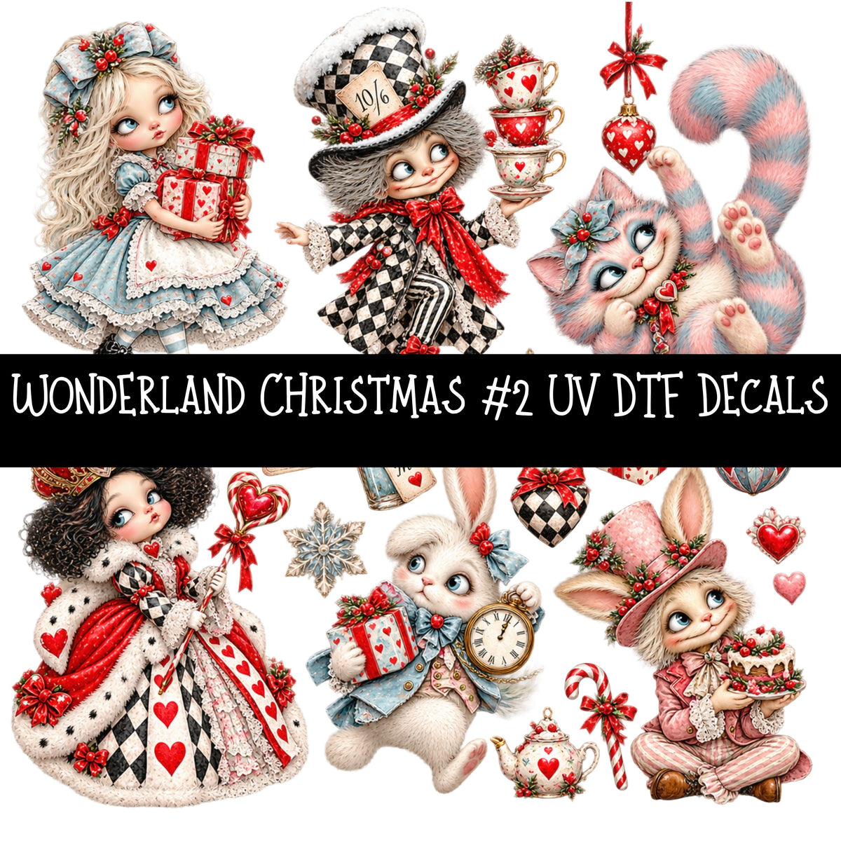 Wonderland Christmas UV DTF Decal sheets 6 Designs available