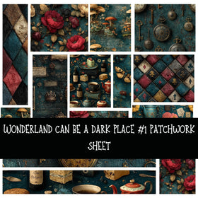 Wonderland can be a dark place Patchwork precut vinyl sheet available in 12x12 or 6x6 sizes