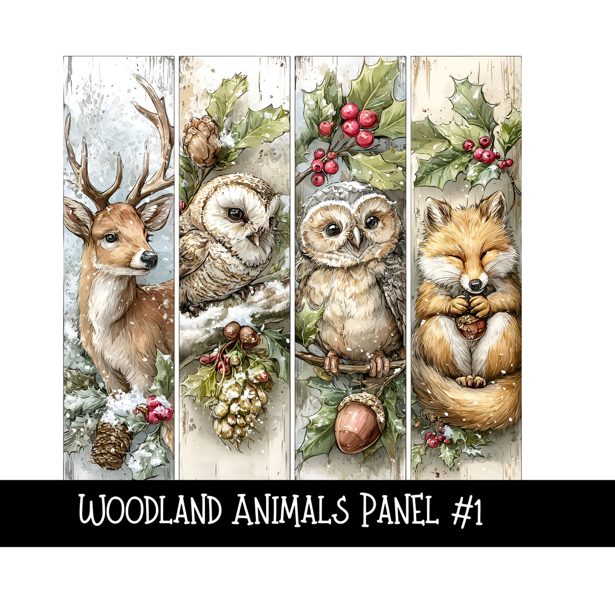 Woodland Animals Panels UV DTF Decal sheets 4 design sheets to choose from