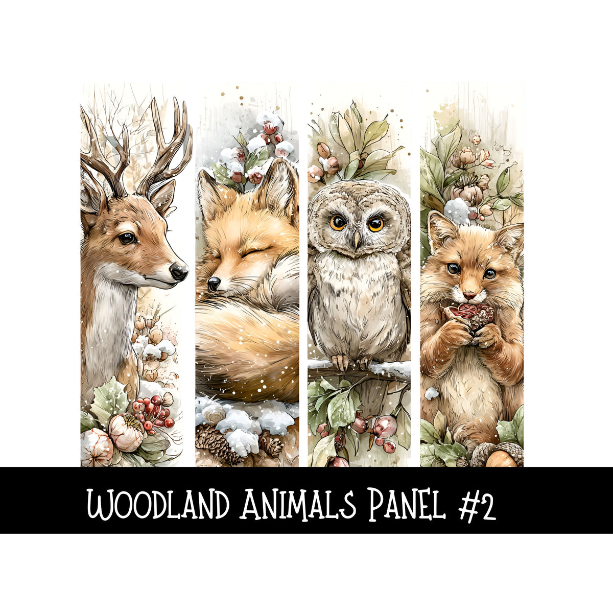 Woodland Animals Panels UV DTF Decal sheets 4 design sheets to choose from