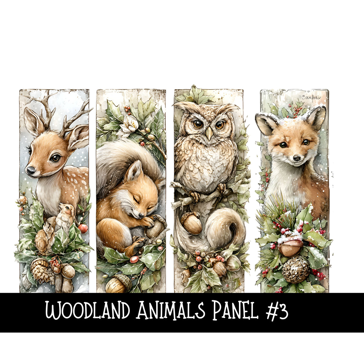 Woodland Animals Panels UV DTF Decal sheets 4 design sheets to choose from