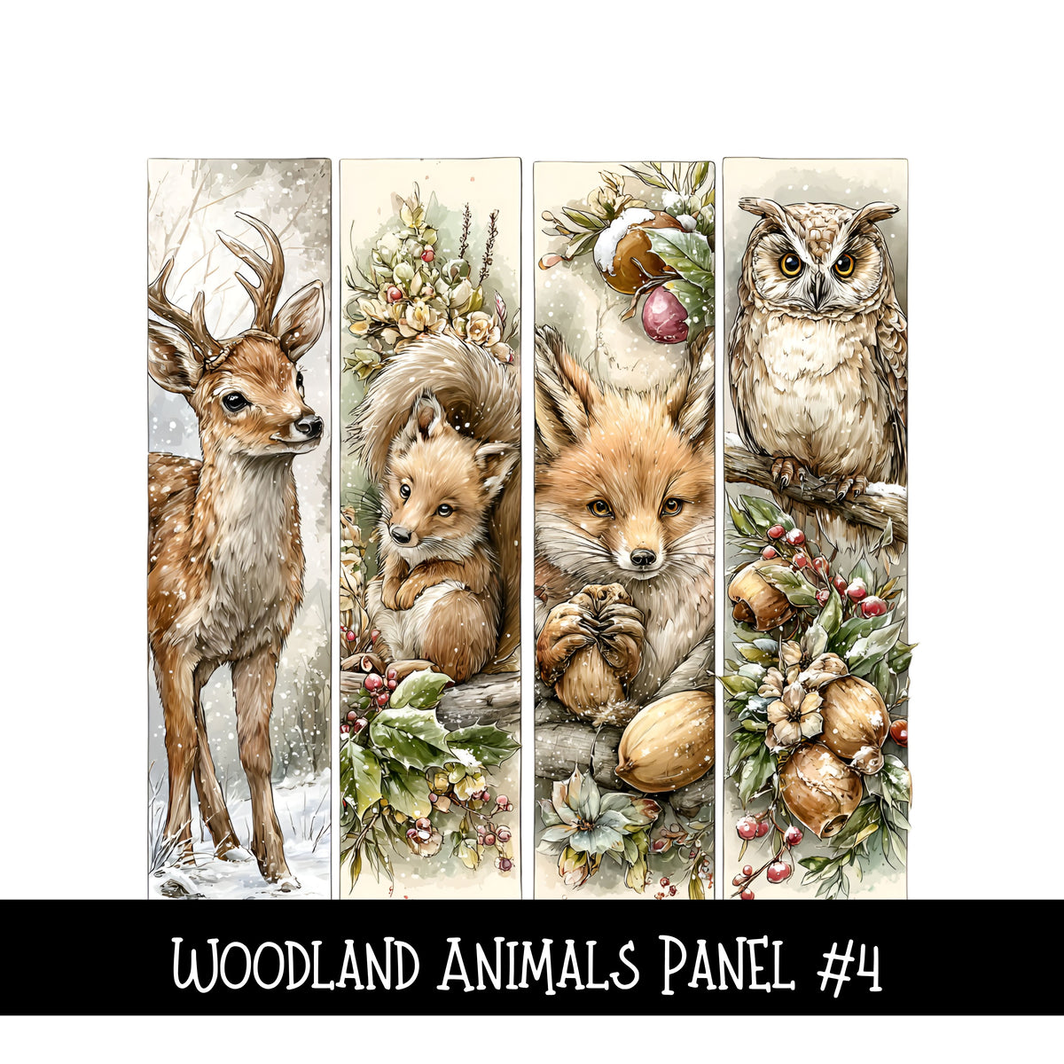 Woodland Animals Panels UV DTF Decal sheets 4 design sheets to choose from