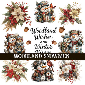 Woodland Snowmen UV DTF Decal Sheets