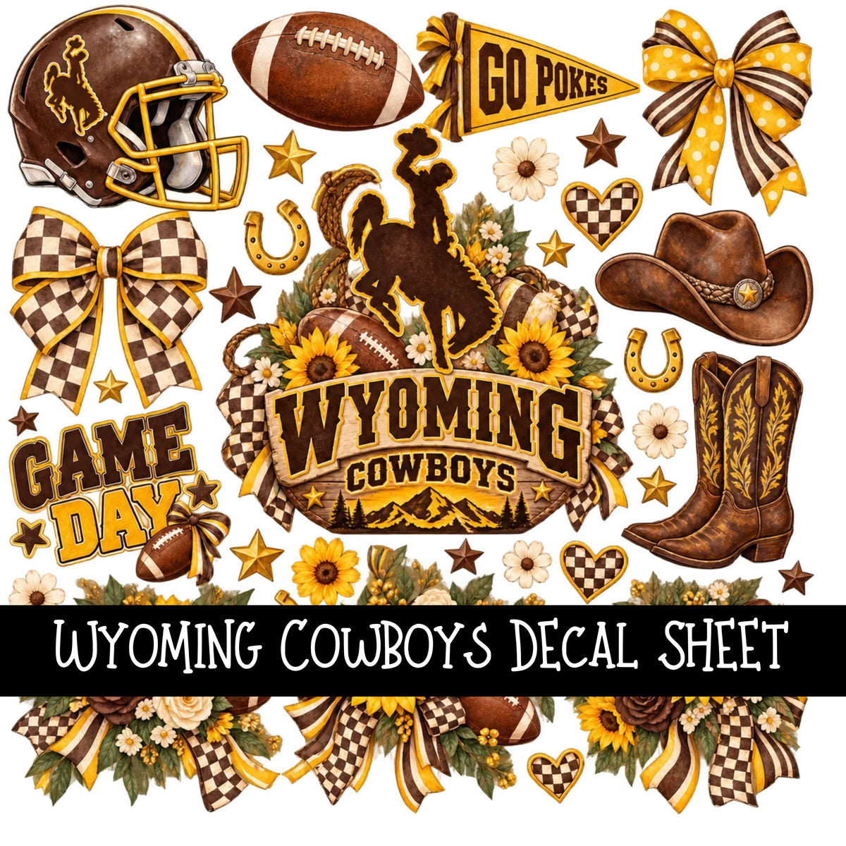 Wyoming Cowboys UV DTF Decal sheet