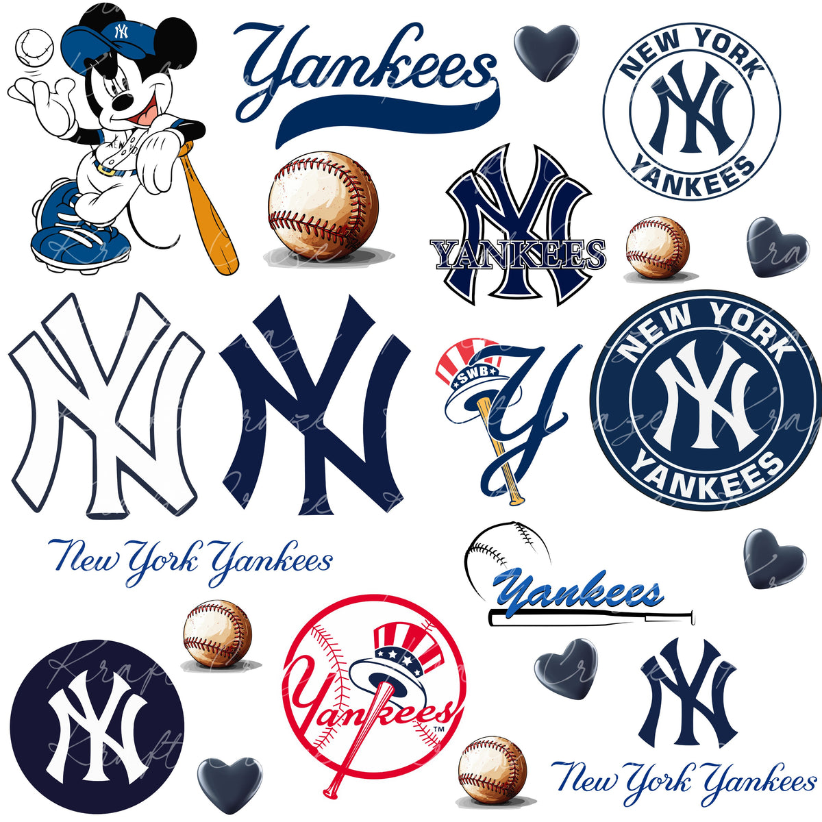 Yankees UV DTF Decal Sheet