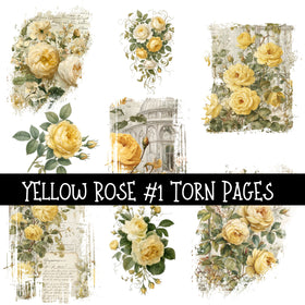 Yellow Rose Torn Pages UV DTF Decal sheets 8 Designs available
