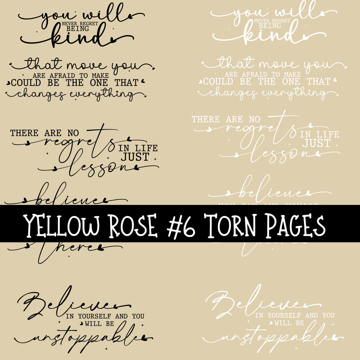 Yellow Rose Torn Pages UV DTF Decal sheets 8 Designs available