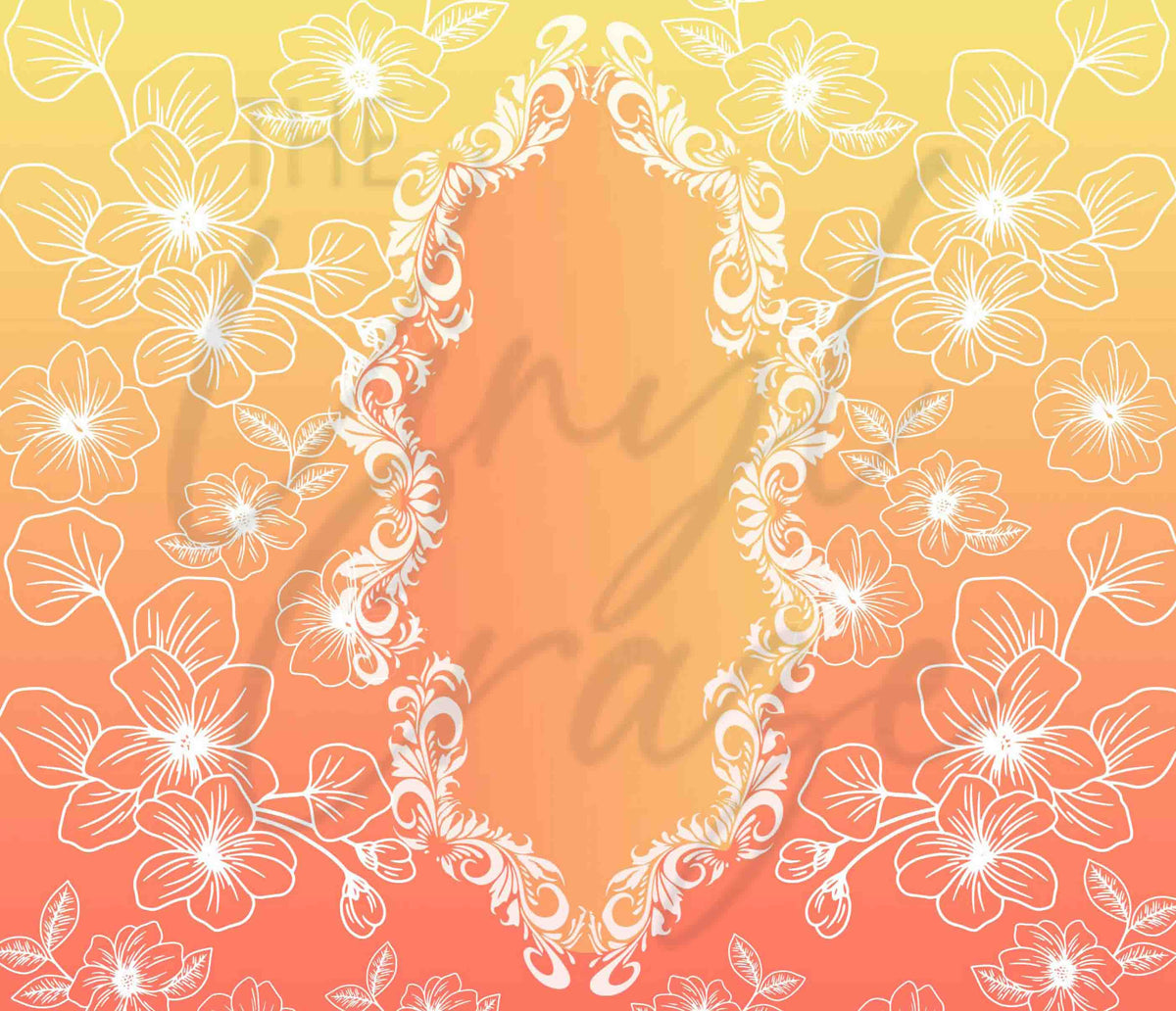 Yellow and Orange Floral Ombre 20 or 30 oz Skinny Adhesive Vinyl Wrap