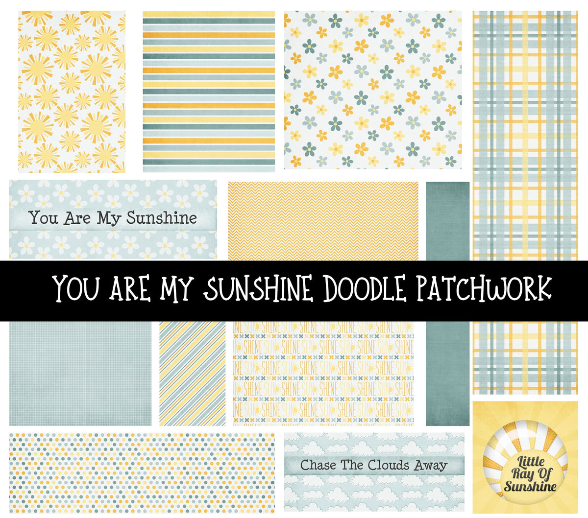 You are my Sunshine Doodle Patchwork Set