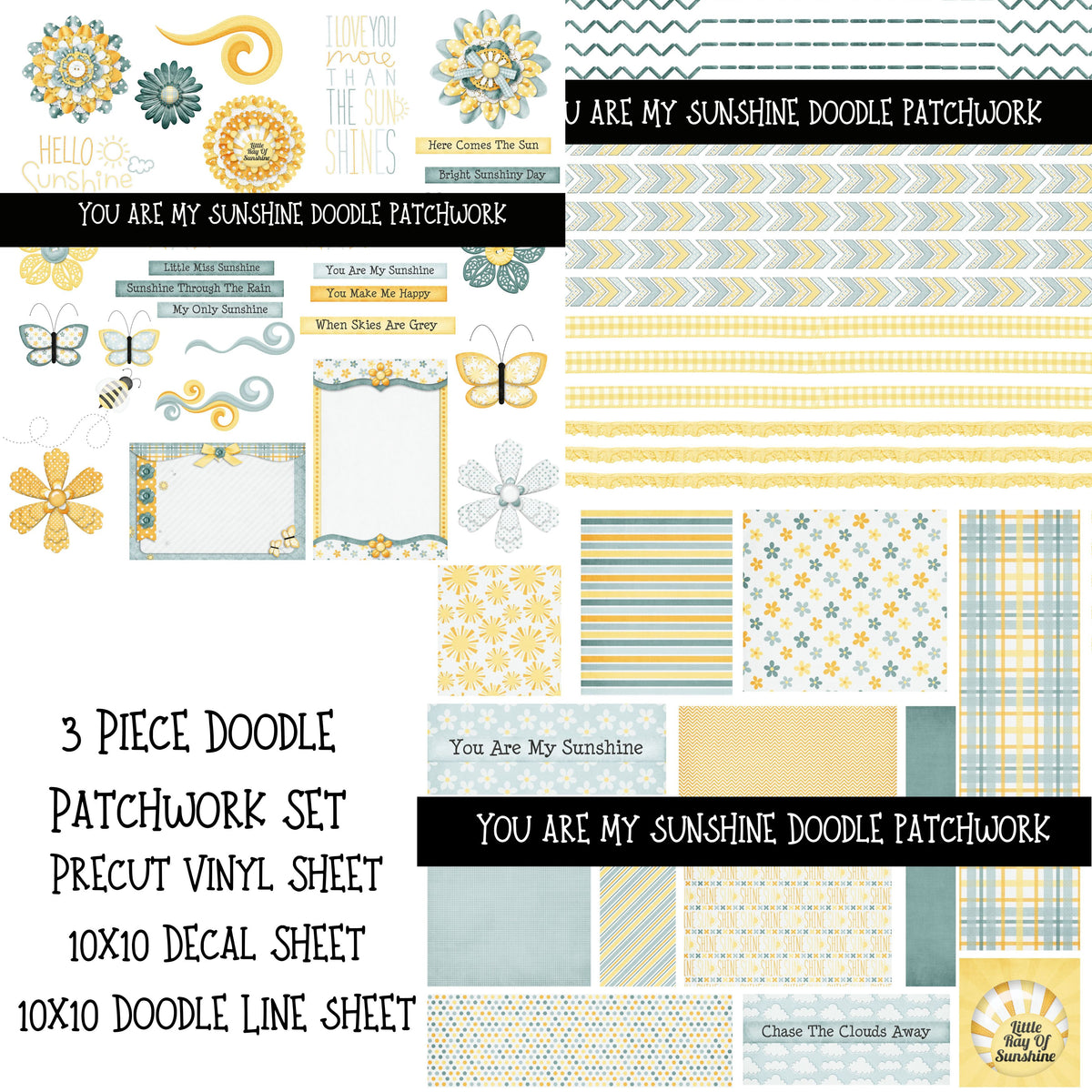 You are my Sunshine Doodle Patchwork Set