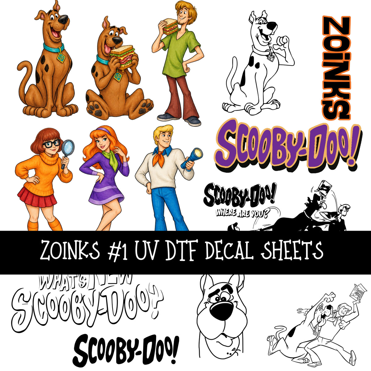 Zoinks UV DTF Decal sheets 9 Designs available