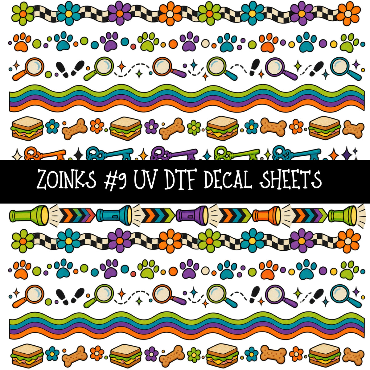 Zoinks UV DTF Decal sheets 9 Designs available