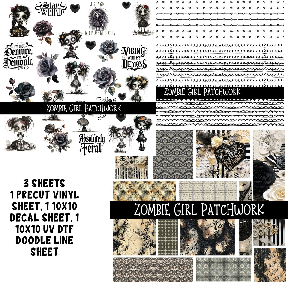 Zombie Girl Patchwork Set