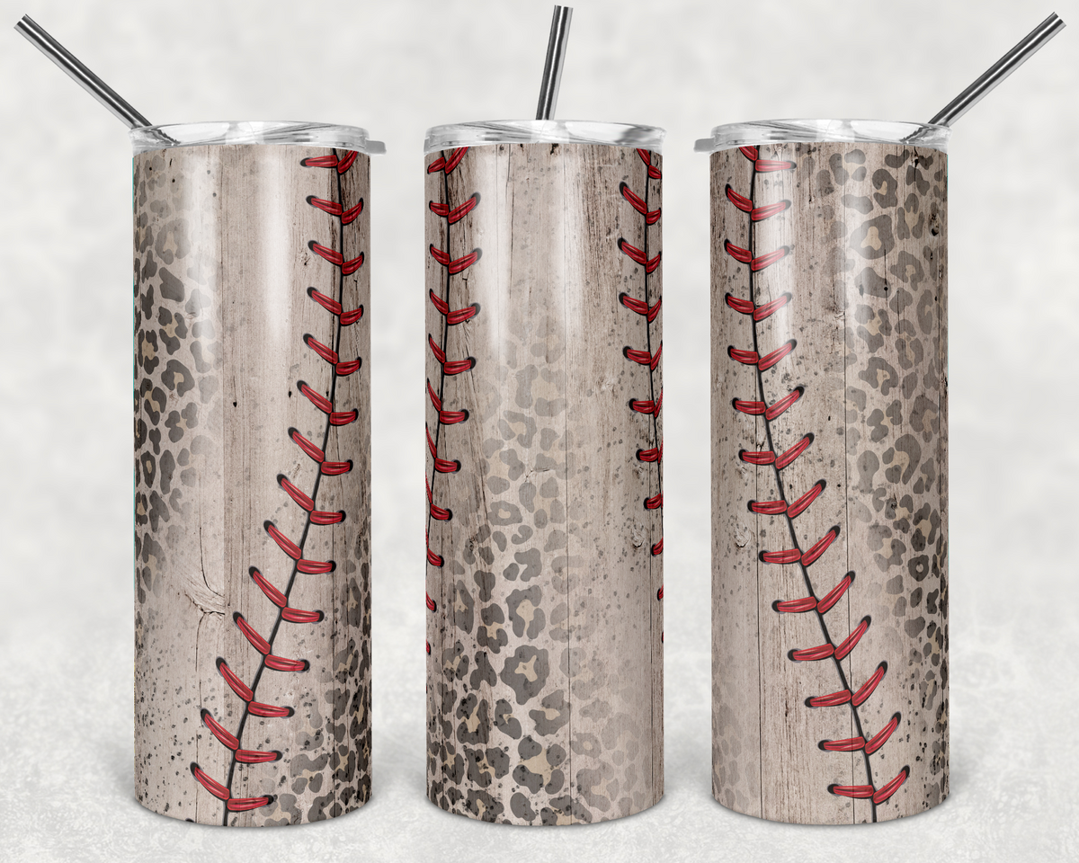 Vintage Baseball Leopard vinyl wrap for 20oz straight