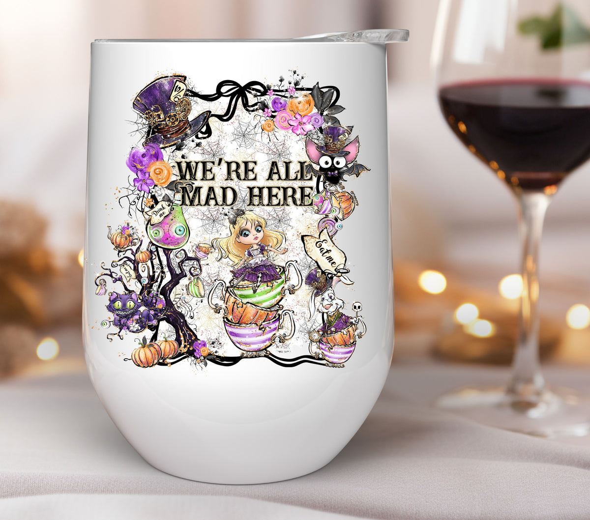 Halloween Wonderland we're all mad here UV DTF Decals