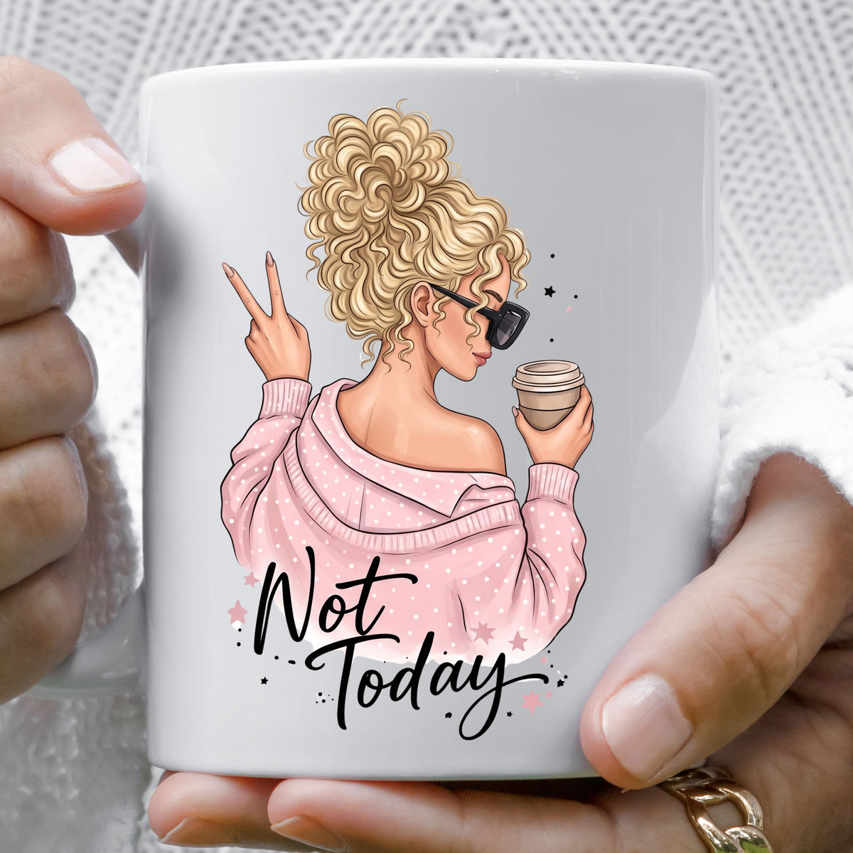 Not Today Girl-Blonde curls UV DTF Decal