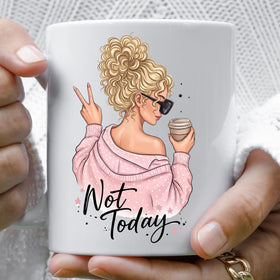Not Today Girl-Blonde curls UV DTF Decal