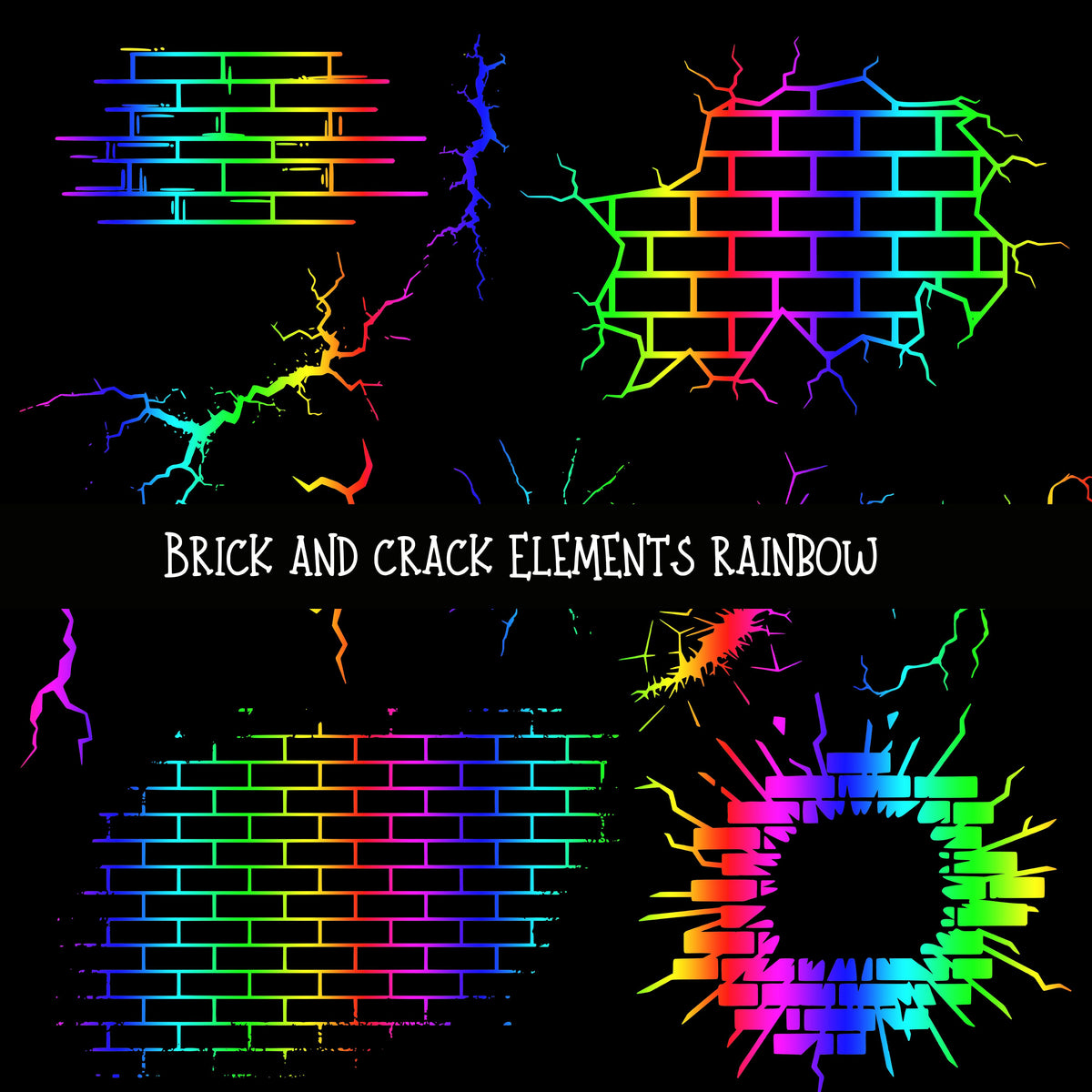 Brick and crack elements UV DTF Decal sheets 3 color Options
