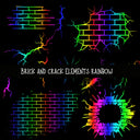 Brick and crack elements UV DTF Decal sheets 3 color Options