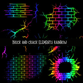 Brick and crack elements UV DTF Decal sheets 3 color Options
