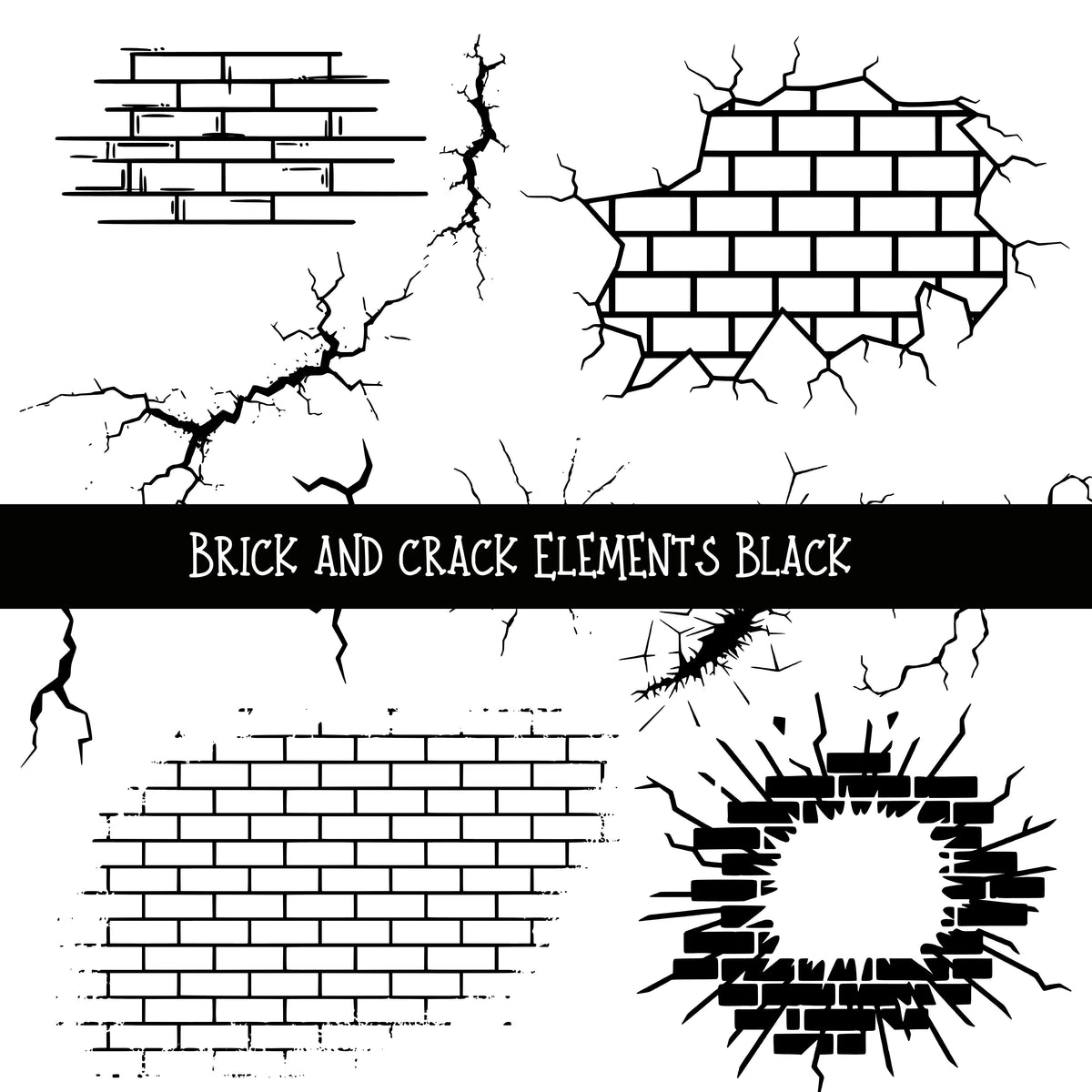 Brick and crack elements UV DTF Decal sheets 3 color Options