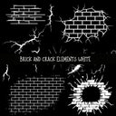 Brick and crack elements UV DTF Decal sheets 3 color Options