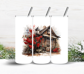 Christmas cottage vinyl tumbler wrap