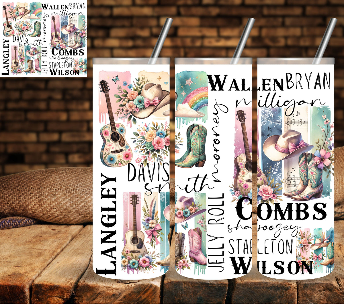 Country Singers Vinyl tumbler wraps