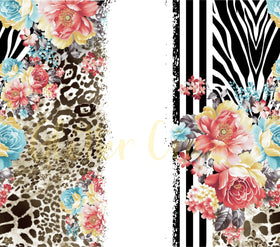 Watercolor floral on animal print wraps- 6 designs