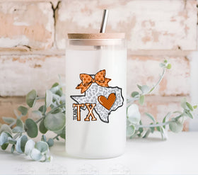 Texas Orange Doodle Map UV DTF Decals