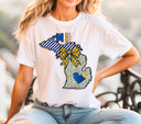 Michigan Doodle Map Blue DTF Transfers