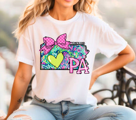 Pennsylvania Doodle Map DTF Transfers
