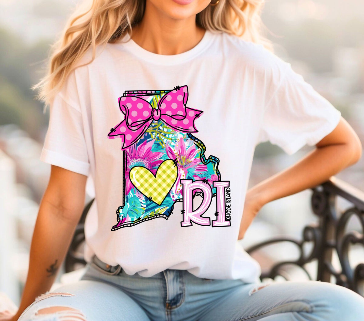 Rhode Island Doodle Map DTF Transfers